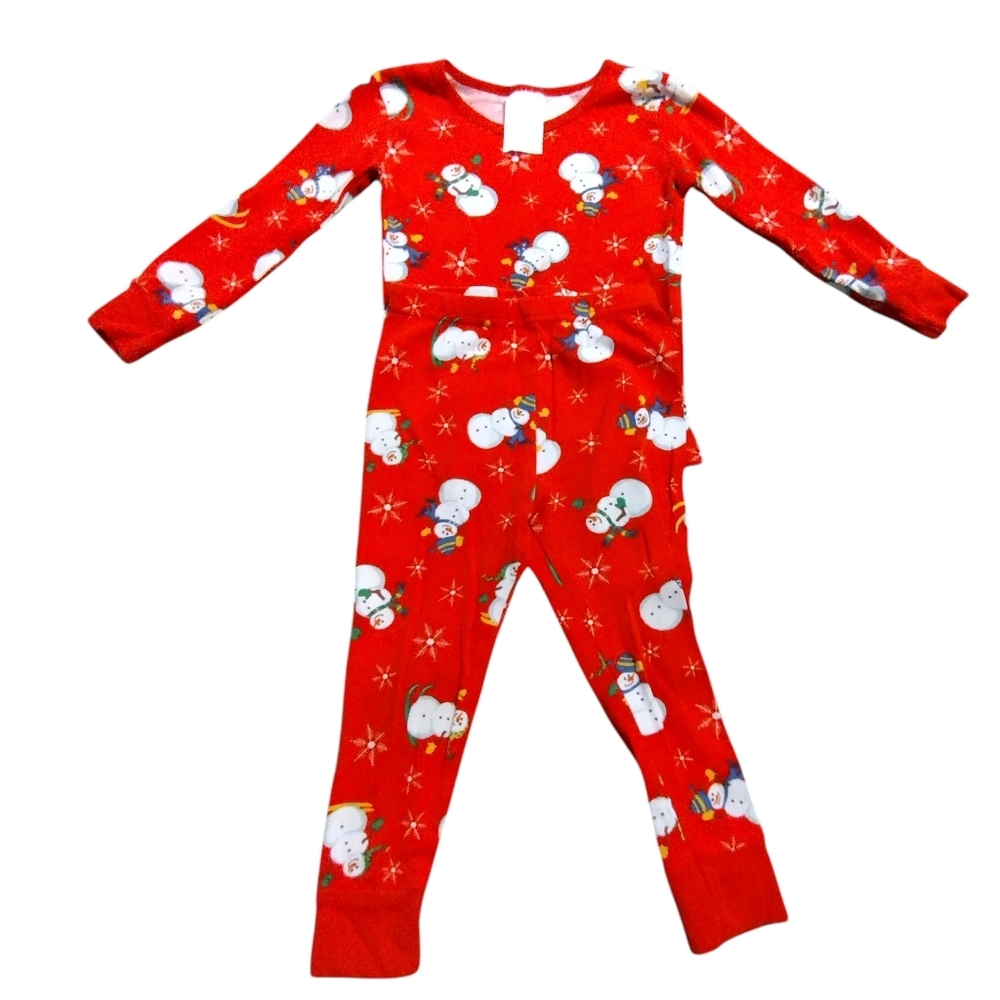 💚 Two Piece Red Snowman Pajamas 2/$10 Unisex Holiday Winter 2T/3T